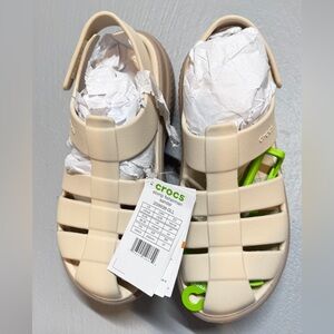 NWT Crocs Stomp Fisherman Almond Tint Sandal W8/M6